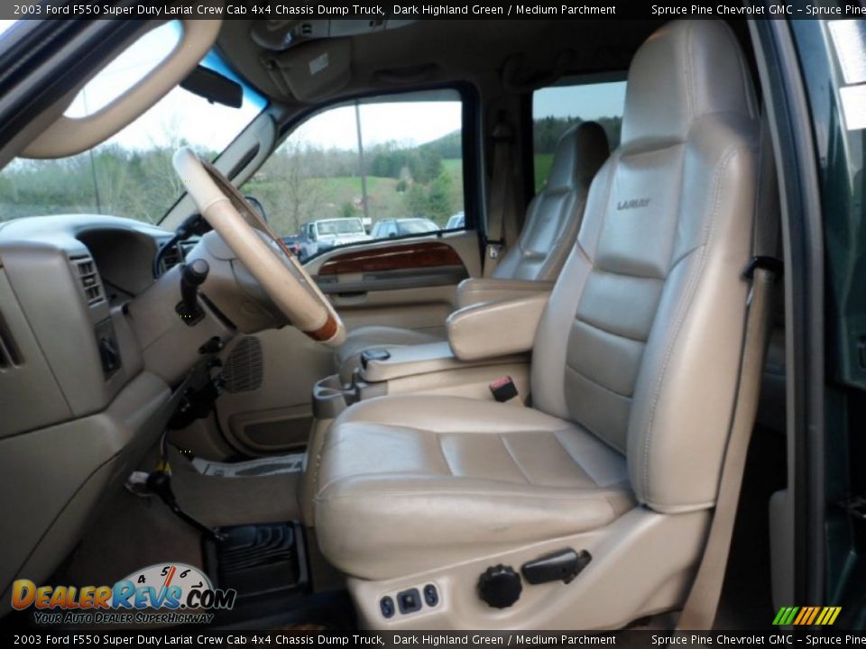 Medium Parchment Interior - 2003 Ford F550 Super Duty Lariat Crew Cab 4x4 Chassis Dump Truck Photo #16