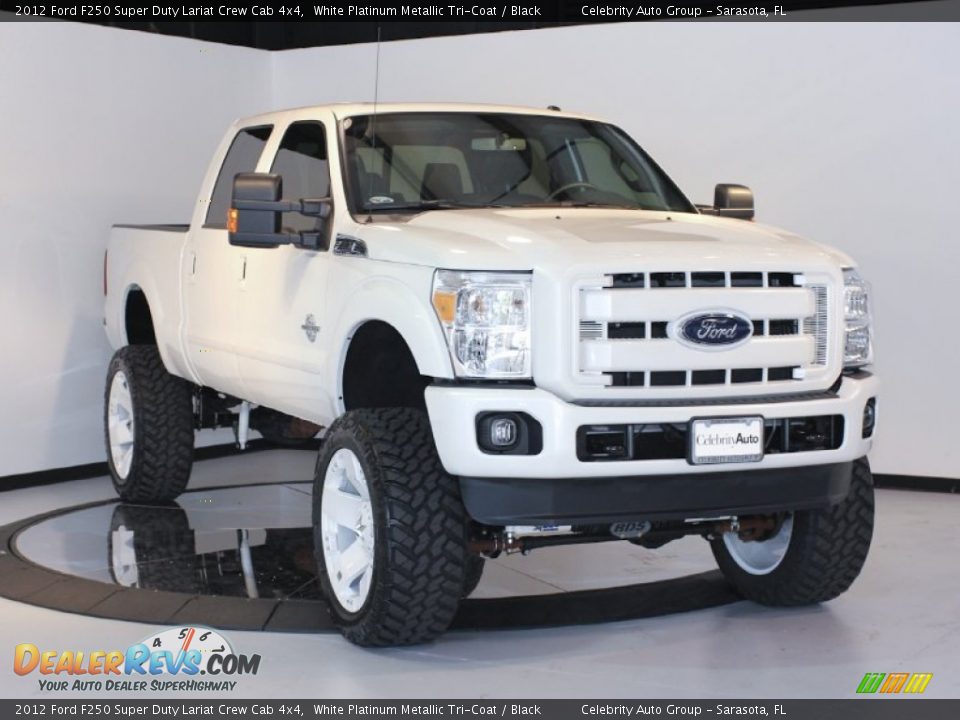 2012 Ford F250 Super Duty Lariat Crew Cab 4x4 White Platinum Metallic Tri-Coat / Black Photo #1