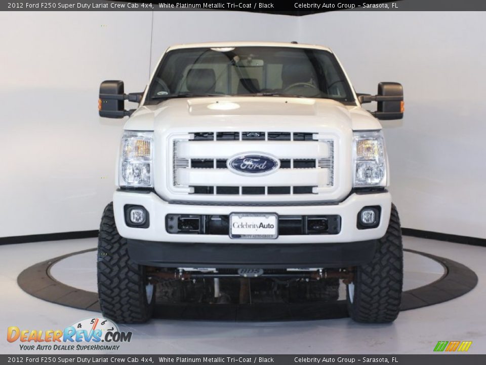 2012 Ford F250 Super Duty Lariat Crew Cab 4x4 White Platinum Metallic Tri-Coat / Black Photo #2
