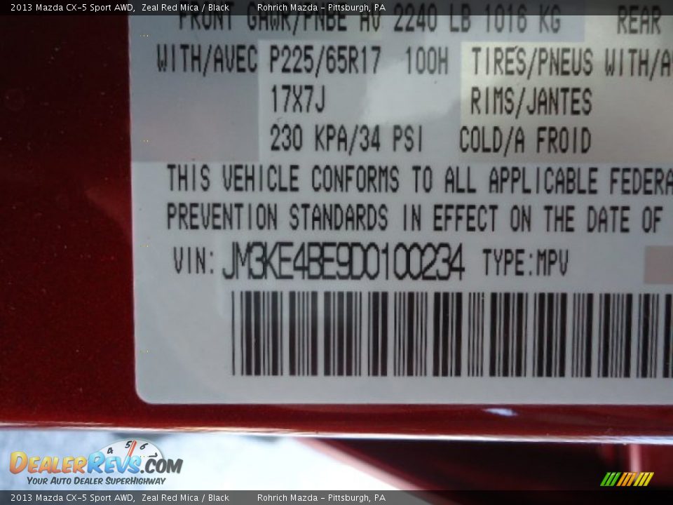 2013 Mazda CX-5 Sport AWD Zeal Red Mica / Black Photo #15