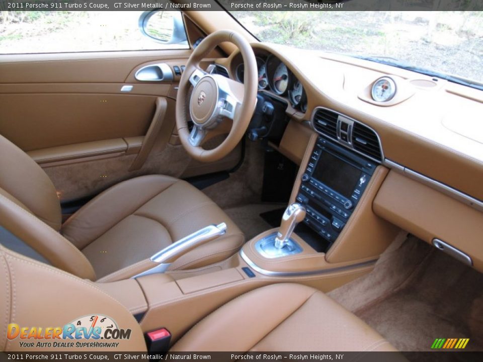 2011 Porsche 911 Turbo S Coupe GT Silver Metallic / Natural Brown Photo #15
