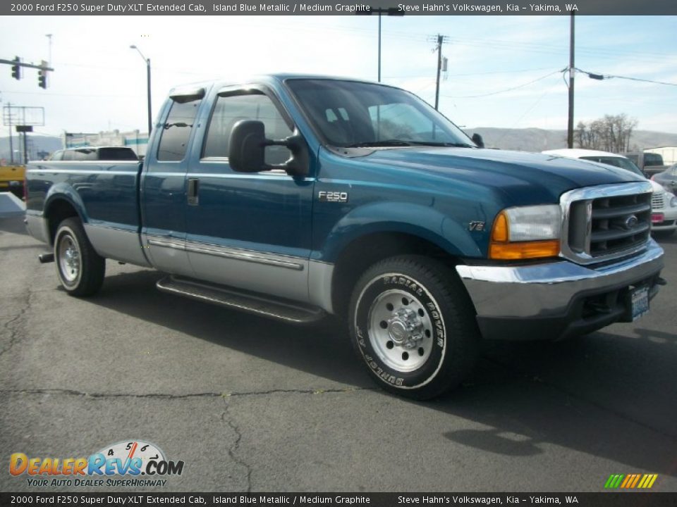 2000 Ford F250 Super Duty XLT Extended Cab Island Blue Metallic / Medium Graphite Photo #1