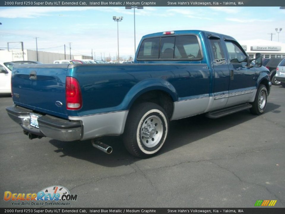 2000 Ford F250 Super Duty XLT Extended Cab Island Blue Metallic / Medium Graphite Photo #2