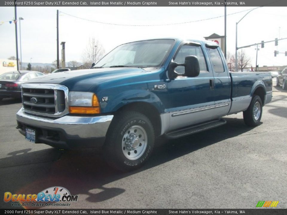 2000 Ford F250 Super Duty XLT Extended Cab Island Blue Metallic / Medium Graphite Photo #5