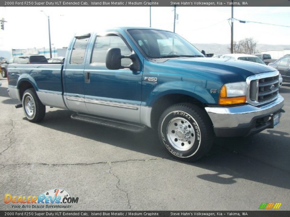 2000 Ford F250 Super Duty XLT Extended Cab Island Blue Metallic / Medium Graphite Photo #32