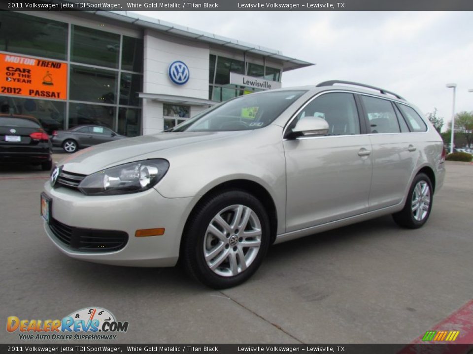 2011 Volkswagen Jetta TDI SportWagen White Gold Metallic / Titan Black Photo #1