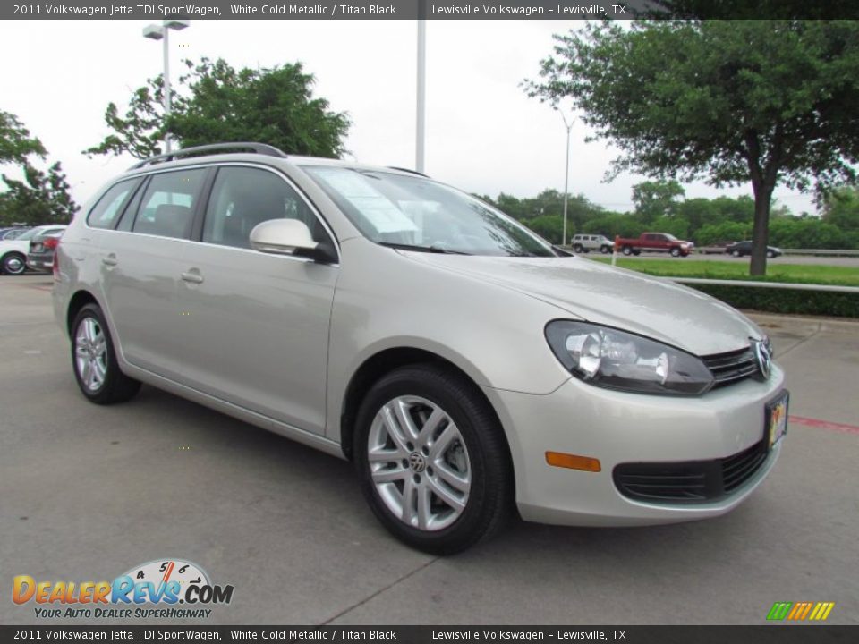 2011 Volkswagen Jetta TDI SportWagen White Gold Metallic / Titan Black Photo #7