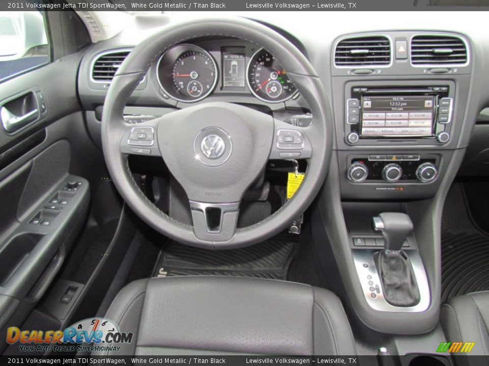 2011 Volkswagen Jetta TDI SportWagen White Gold Metallic / Titan Black Photo #15
