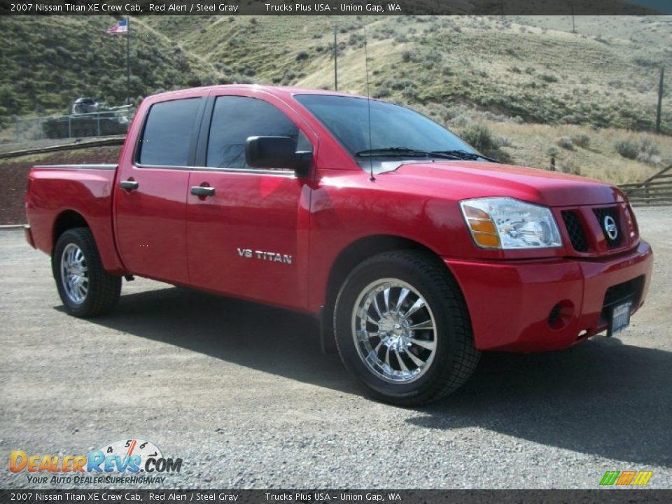 2007 Nissan Titan XE Crew Cab Red Alert / Steel Gray Photo #1