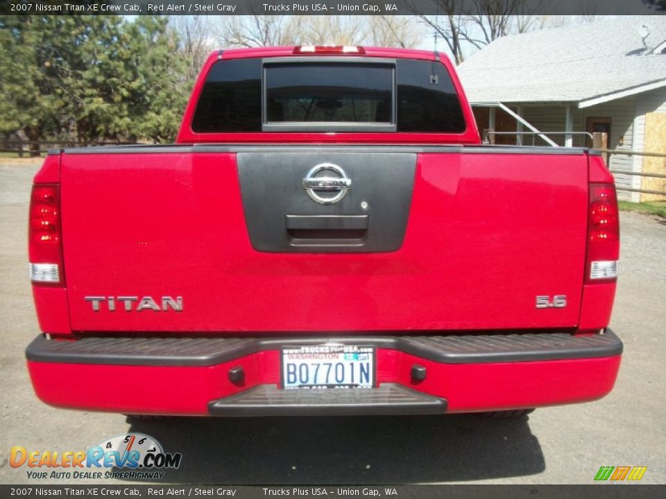2007 Nissan Titan XE Crew Cab Red Alert / Steel Gray Photo #3