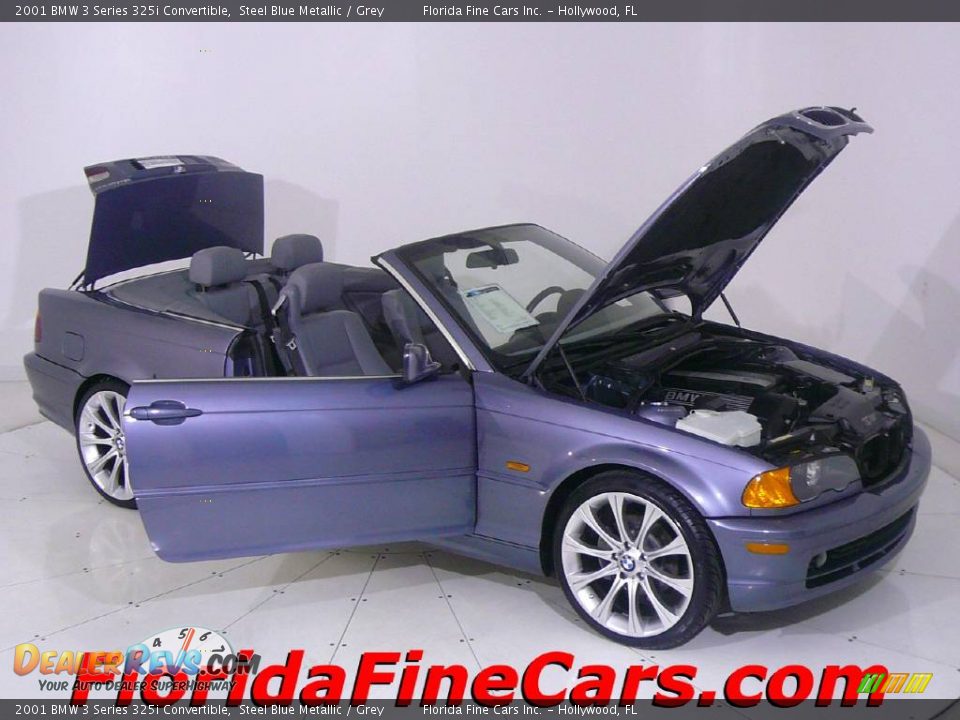 2001 BMW 3 Series 325i Convertible Steel Blue Metallic / Grey Photo #7