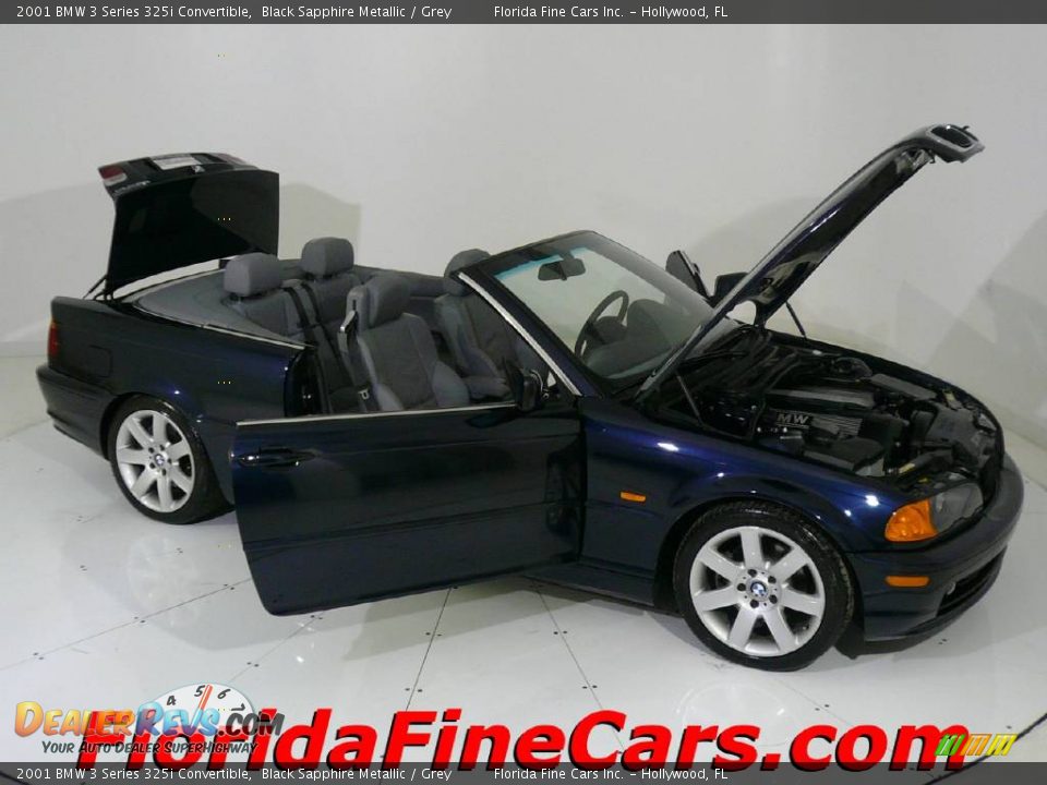 2001 BMW 3 Series 325i Convertible Black Sapphire Metallic / Grey Photo #7