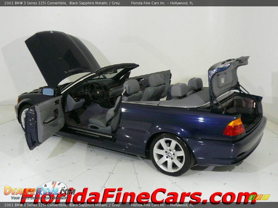 2001 BMW 3 Series 325i Convertible Black Sapphire Metallic / Grey Photo #8