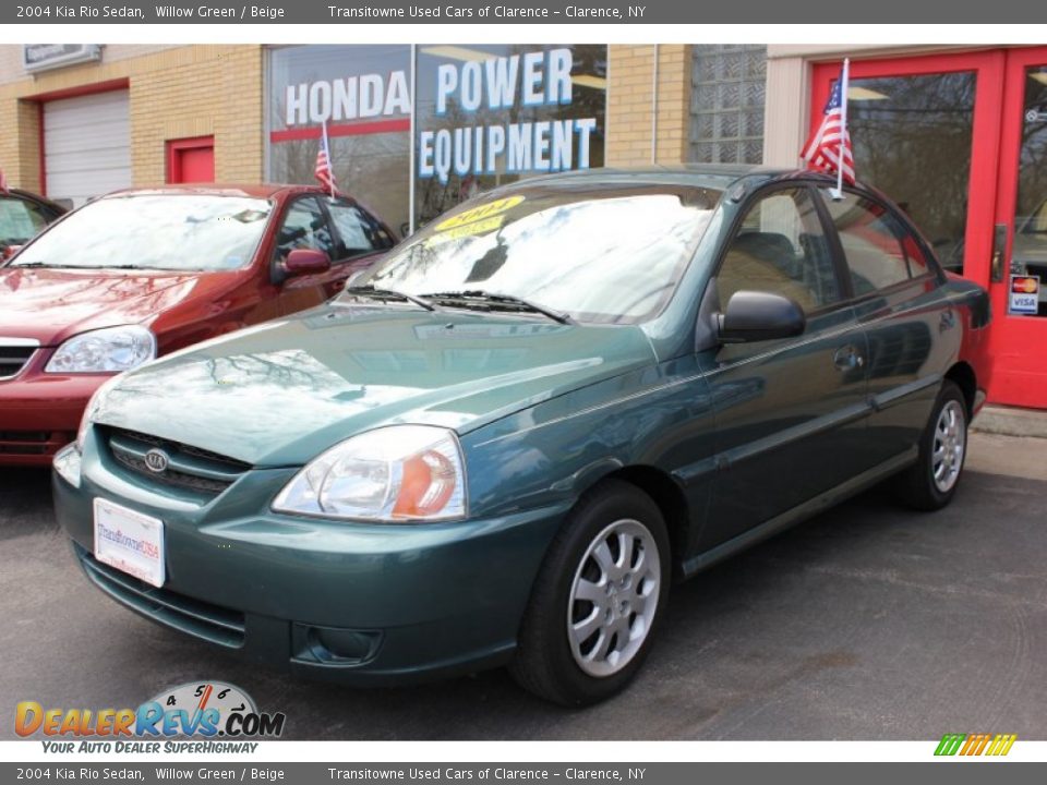 2004 Kia Rio Sedan Willow Green / Beige Photo #1