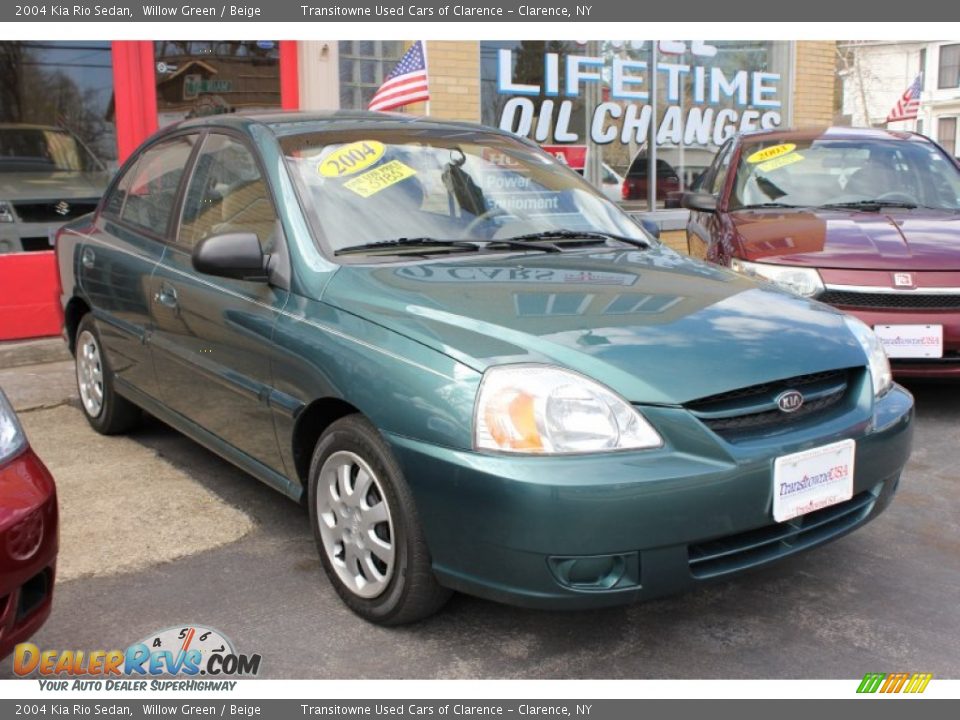 2004 Kia Rio Sedan Willow Green / Beige Photo #14