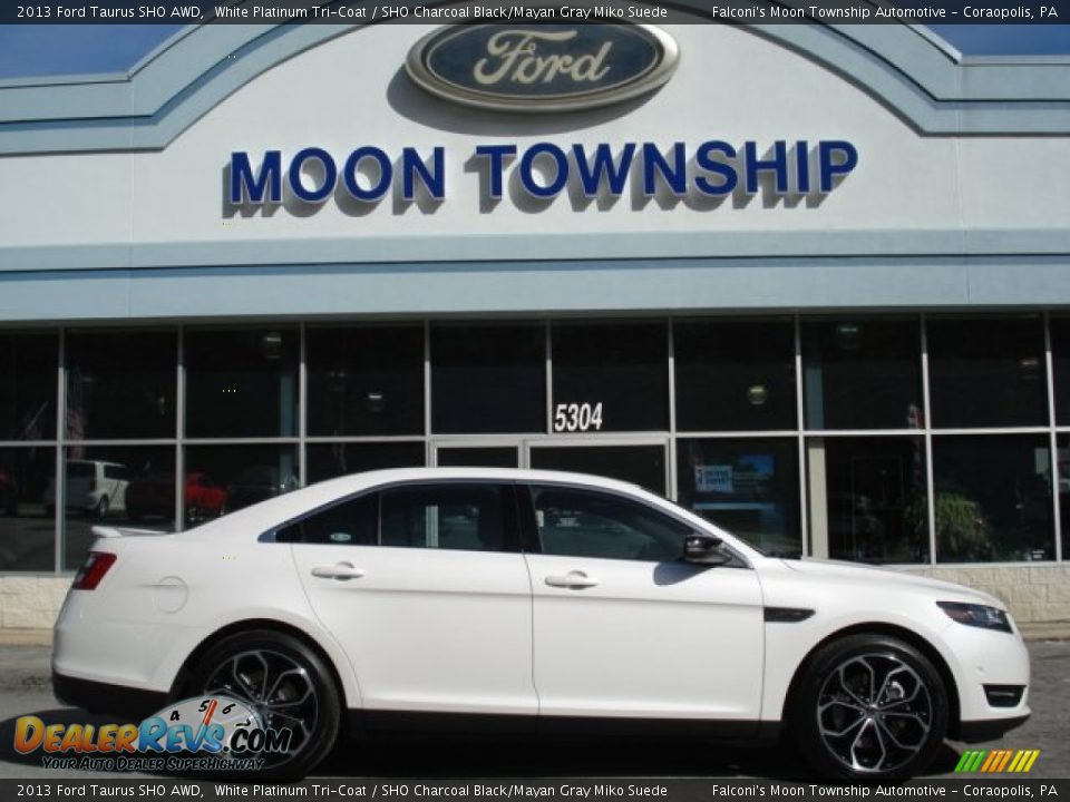 2013 Ford Taurus SHO AWD White Platinum Tri-Coat / SHO Charcoal Black/Mayan Gray Miko Suede Photo #1