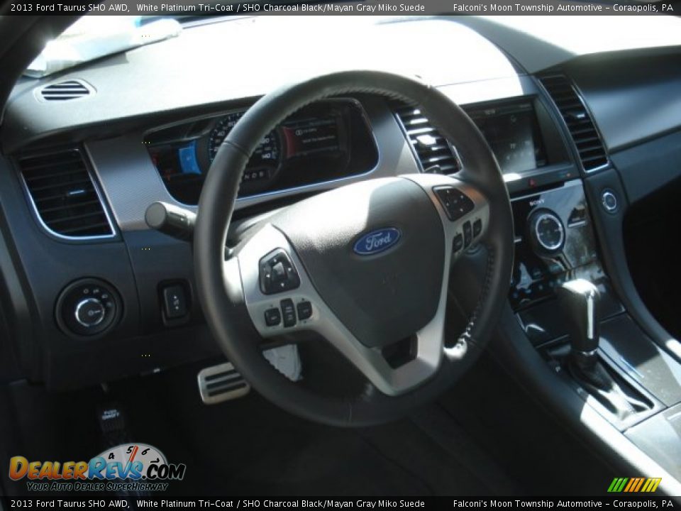 2013 Ford Taurus SHO AWD White Platinum Tri-Coat / SHO Charcoal Black/Mayan Gray Miko Suede Photo #10