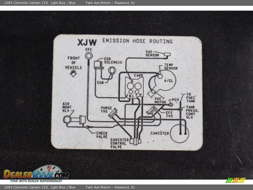 Info Tag of 1984 Chevrolet Camaro Z28 Photo #33