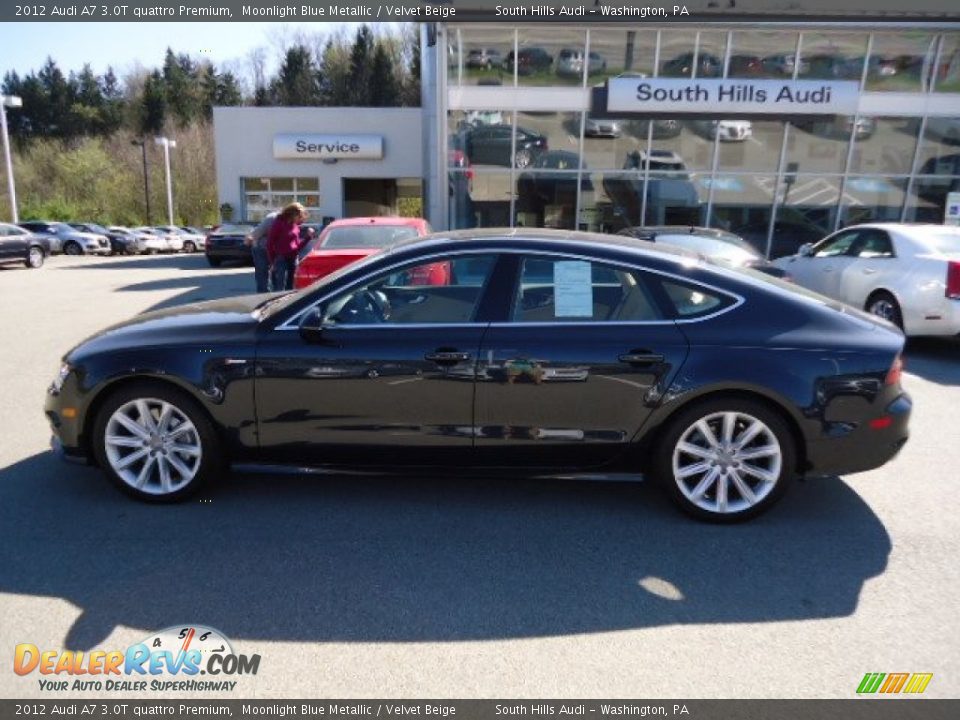 2012 Audi A7 3.0T quattro Premium Moonlight Blue Metallic / Velvet Beige Photo #2