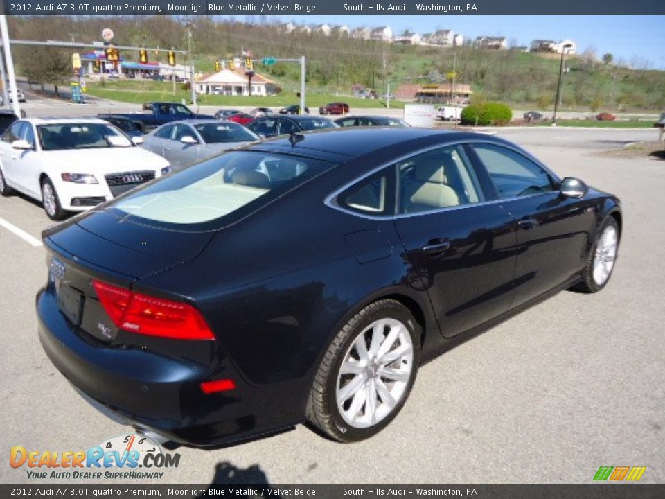 2012 Audi A7 3.0T quattro Premium Moonlight Blue Metallic / Velvet Beige Photo #5