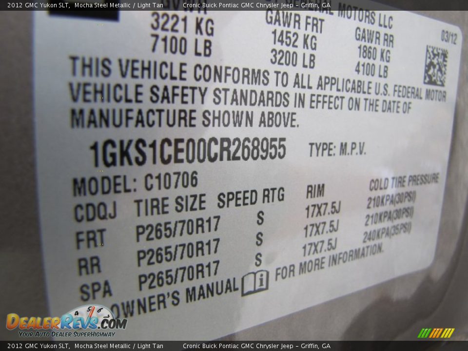 2012 GMC Yukon SLT Mocha Steel Metallic / Light Tan Photo #23