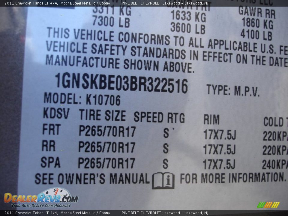 2011 Chevrolet Tahoe LT 4x4 Mocha Steel Metallic / Ebony Photo #15