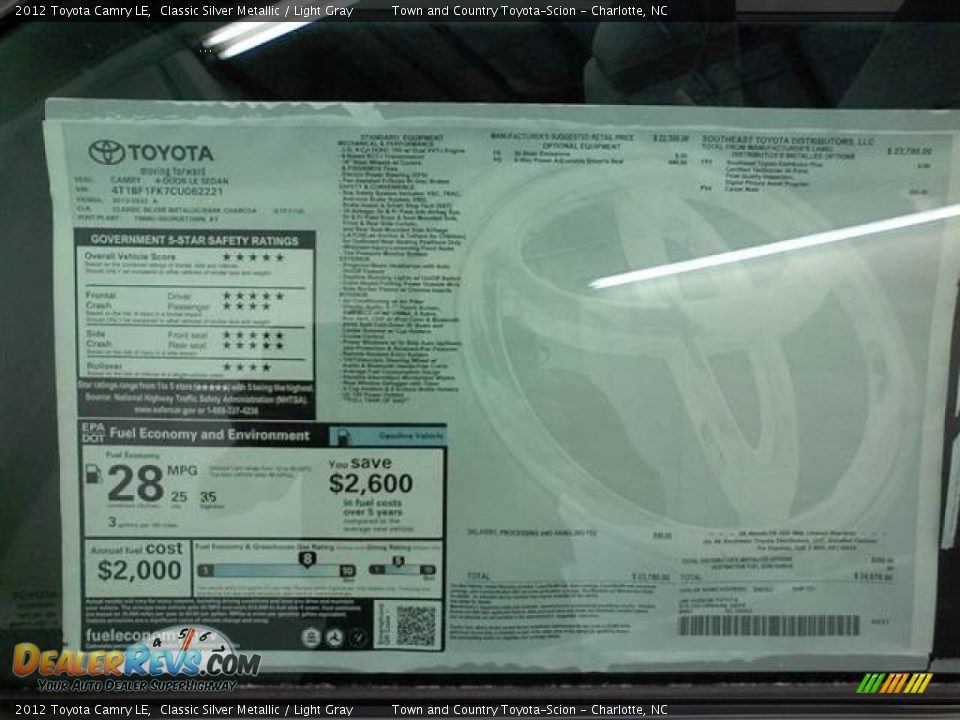 2012 Toyota Camry LE Classic Silver Metallic / Light Gray Photo #6