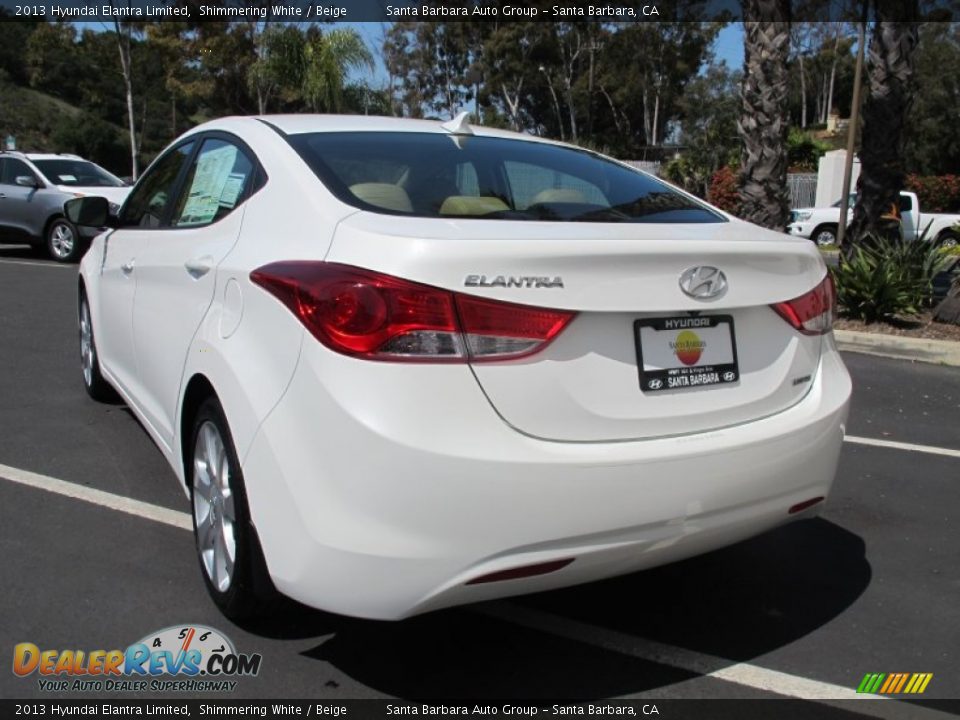 2013 Hyundai Elantra Limited Shimmering White / Beige Photo #3