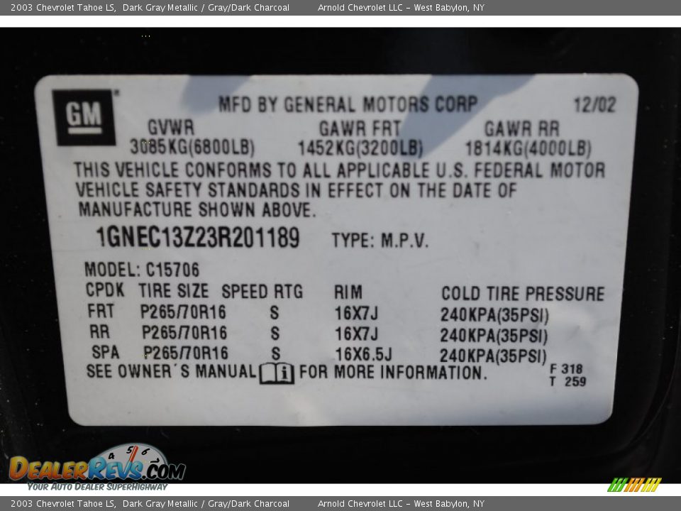 2003 Chevrolet Tahoe LS Dark Gray Metallic / Gray/Dark Charcoal Photo #17
