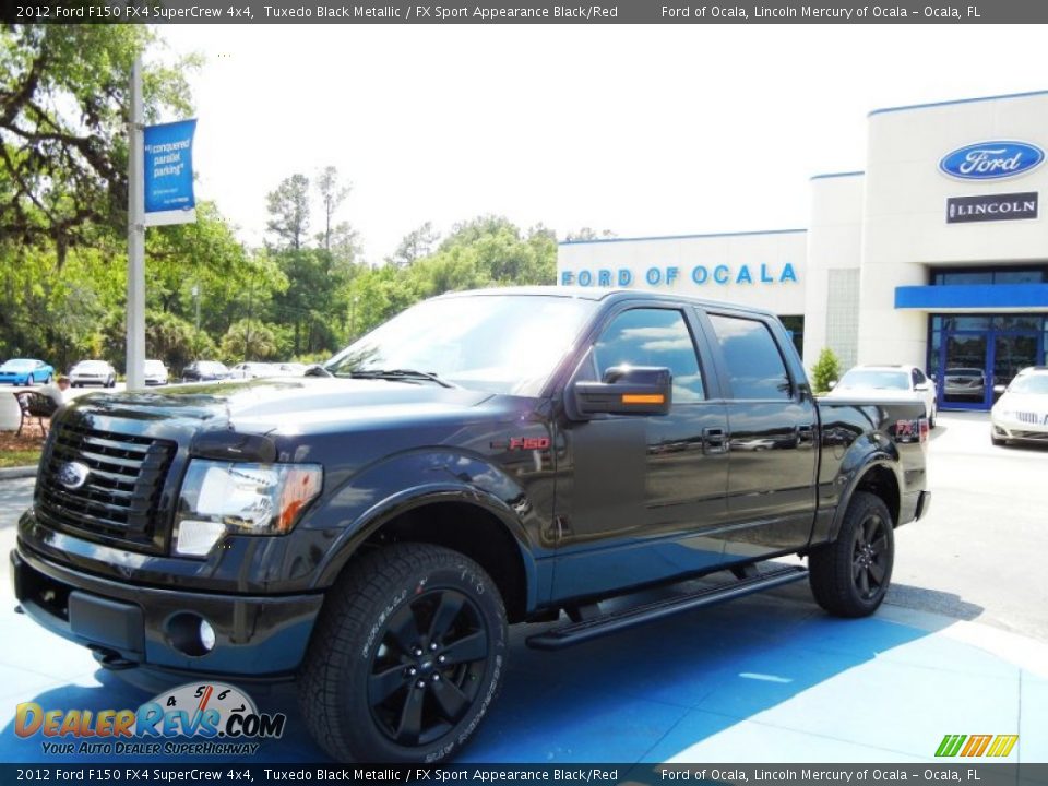 2012 Ford F150 FX4 SuperCrew 4x4 Tuxedo Black Metallic / FX Sport Appearance Black/Red Photo #1