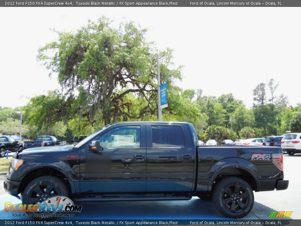 2012 Ford F150 FX4 SuperCrew 4x4 Tuxedo Black Metallic / FX Sport Appearance Black/Red Photo #2