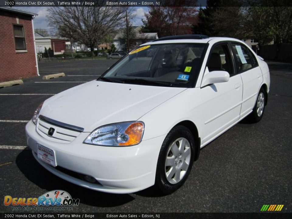 2002 Honda Civic EX Sedan Taffeta White / Beige Photo #2