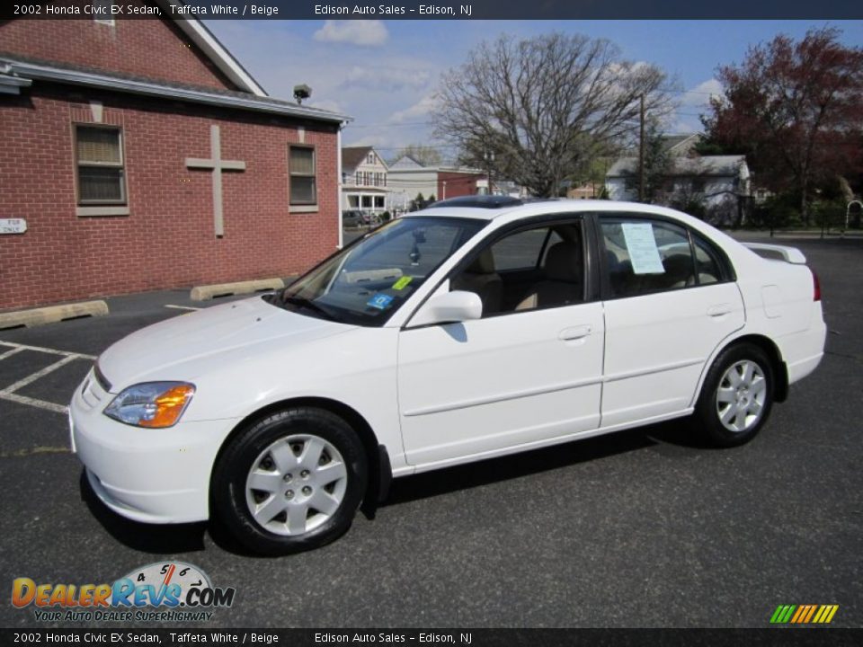 2002 Honda Civic EX Sedan Taffeta White / Beige Photo #3