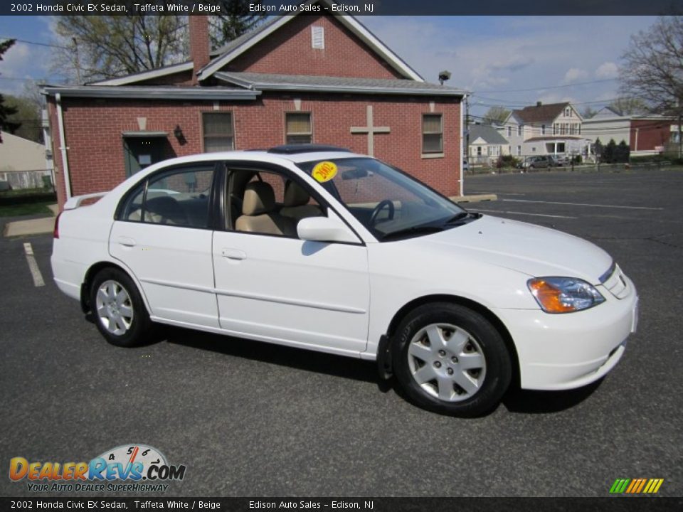 2002 Honda Civic EX Sedan Taffeta White / Beige Photo #10