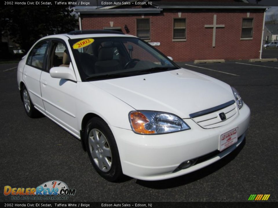 2002 Honda Civic EX Sedan Taffeta White / Beige Photo #11