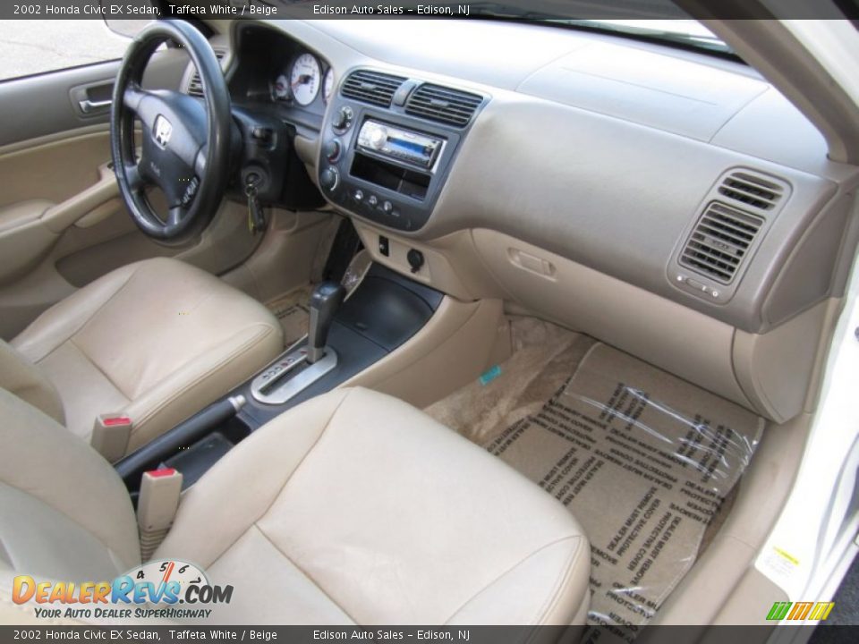 2002 Honda Civic EX Sedan Taffeta White / Beige Photo #16