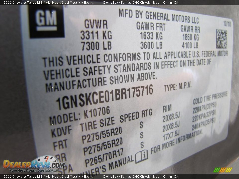 2011 Chevrolet Tahoe LTZ 4x4 Mocha Steel Metallic / Ebony Photo #28