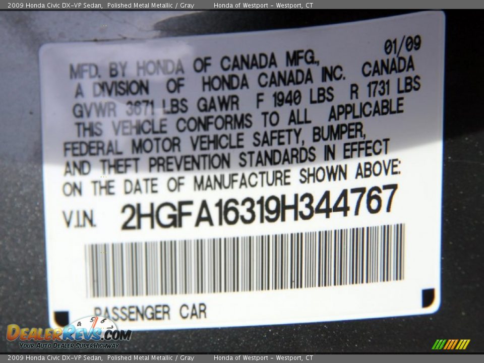 2009 Honda Civic DX-VP Sedan Polished Metal Metallic / Gray Photo #24
