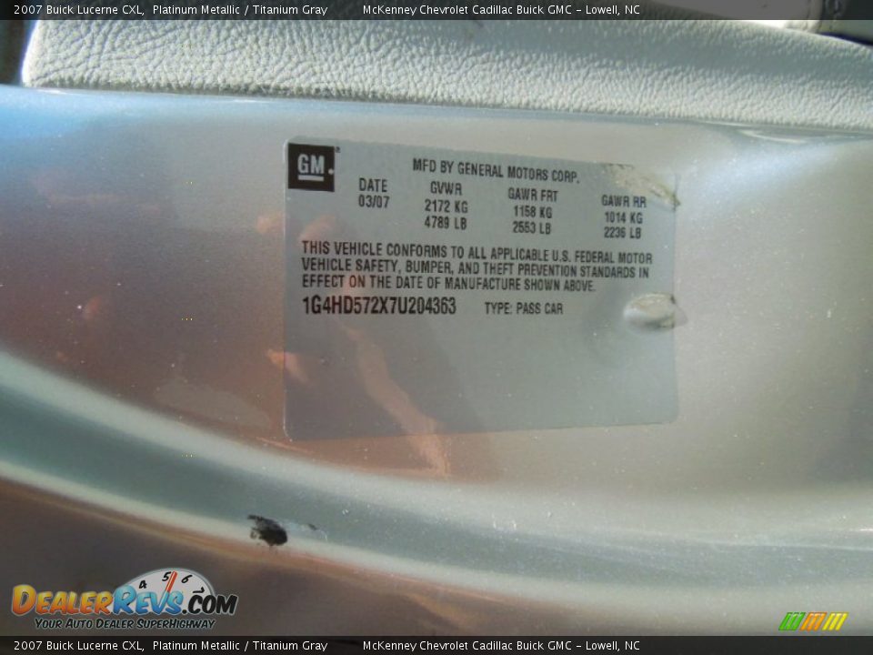 2007 Buick Lucerne CXL Platinum Metallic / Titanium Gray Photo #7
