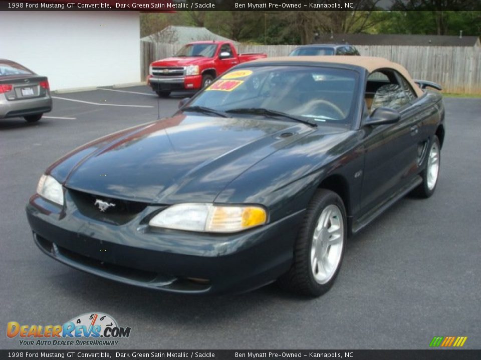 1998 Ford Mustang GT Convertible Dark Green Satin Metallic / Saddle Photo #1