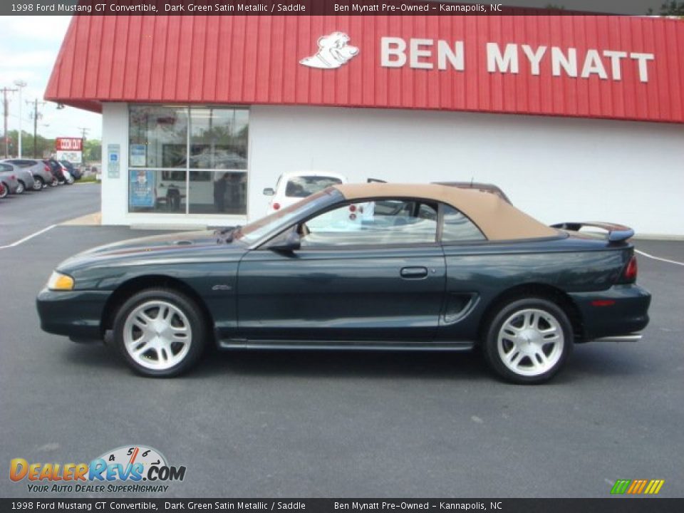 1998 Ford Mustang GT Convertible Dark Green Satin Metallic / Saddle Photo #2