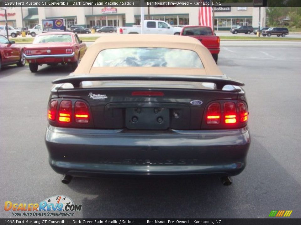 1998 Ford Mustang GT Convertible Dark Green Satin Metallic / Saddle Photo #4