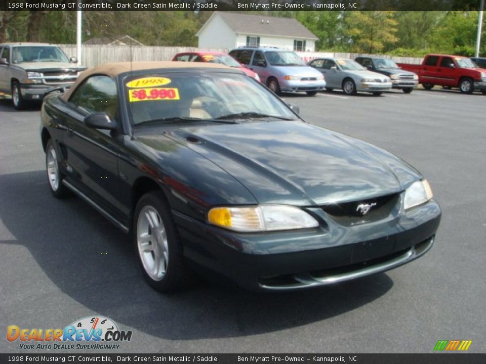 1998 Ford Mustang GT Convertible Dark Green Satin Metallic / Saddle Photo #6