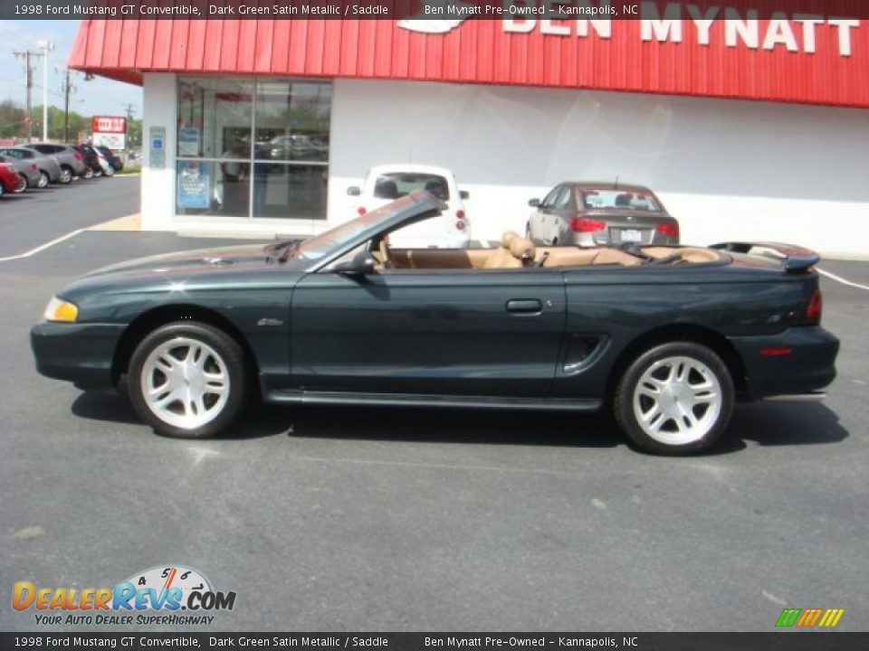 1998 Ford Mustang GT Convertible Dark Green Satin Metallic / Saddle Photo #14