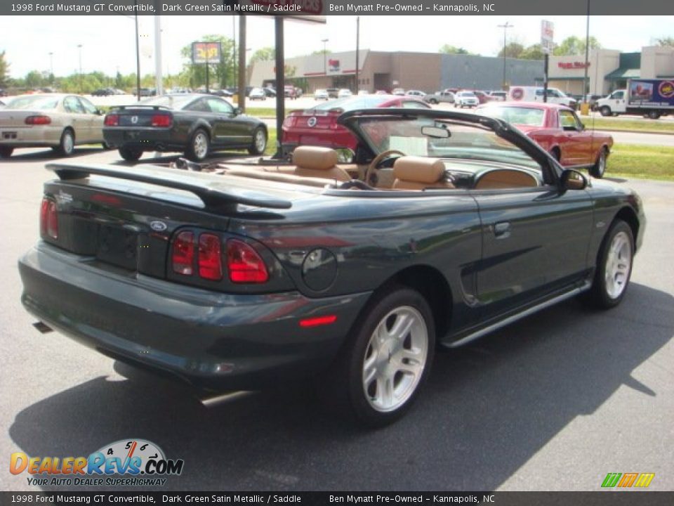 1998 Ford Mustang GT Convertible Dark Green Satin Metallic / Saddle Photo #15