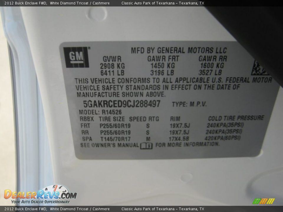 2012 Buick Enclave FWD White Diamond Tricoat / Cashmere Photo #27