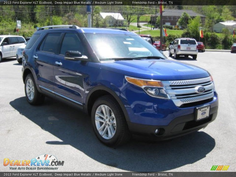 2013 Ford Explorer XLT EcoBoost Deep Impact Blue Metallic / Medium Light Stone Photo #4