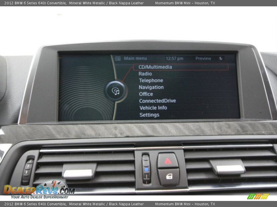2012 BMW 6 Series 640i Convertible Mineral White Metallic / Black Nappa Leather Photo #17