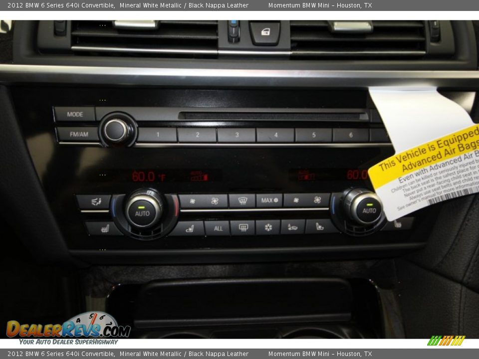 2012 BMW 6 Series 640i Convertible Mineral White Metallic / Black Nappa Leather Photo #18