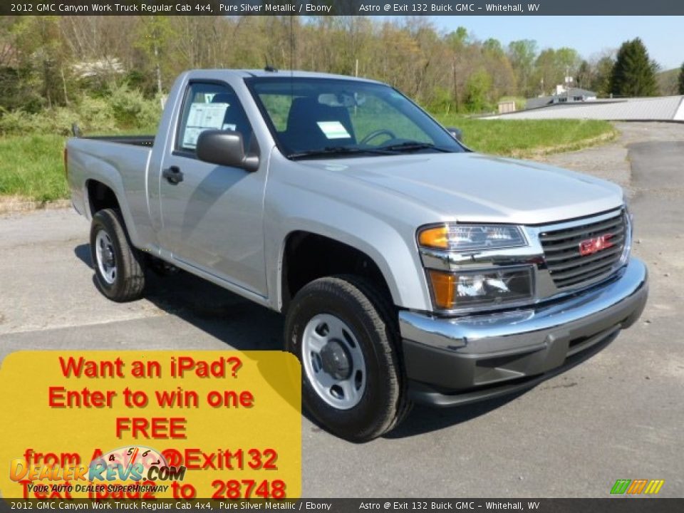 2012 GMC Canyon Work Truck Regular Cab 4x4 Pure Silver Metallic / Ebony Photo #1